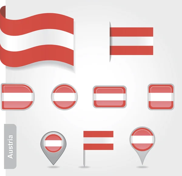 Set icona bandiera austria — Vettoriale Stock