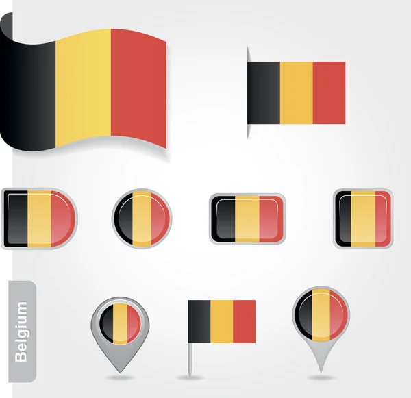 Conjunto de iconos de bandera de Bélgica — Archivo Imágenes Vectoriales