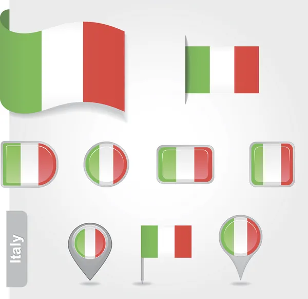 Set icona bandiera italia — Vettoriale Stock