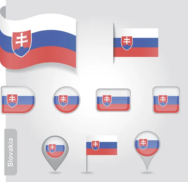 The Slovakia flag - set of icons and flags — Stock Vector
