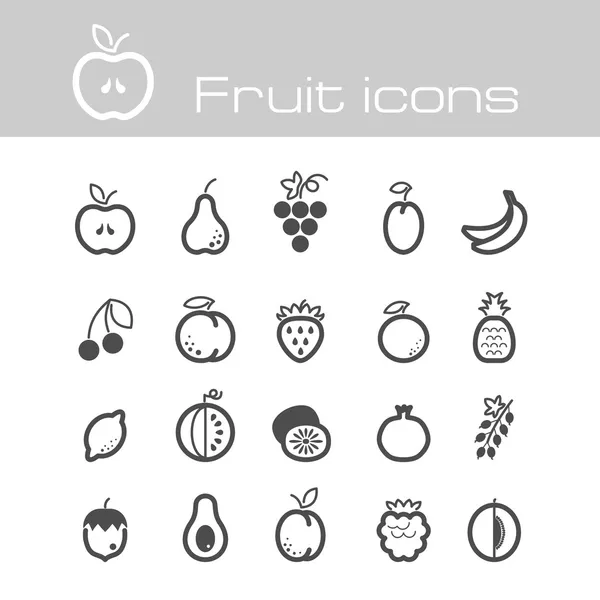 Ícones definir frutas — Vetor de Stock