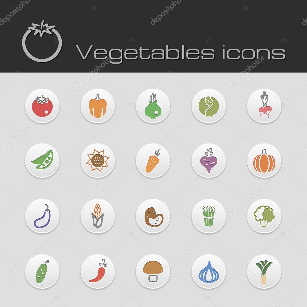 Icons set vegetables