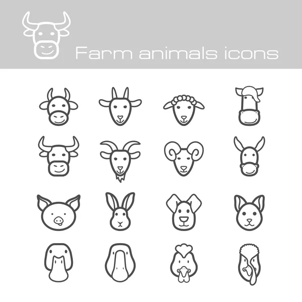 Icônes animaux de ferme — Image vectorielle