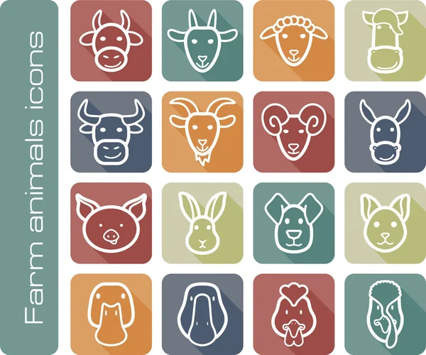 Farm animals icons — Stock Vector