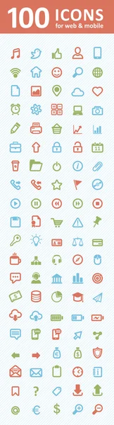 100 icônes pour le Web et mobile — Image vectorielle