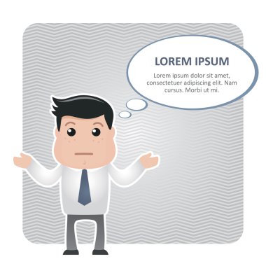 şaşkın adam kravat ve metin balonu