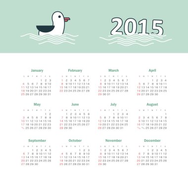 Deniz martı ile 2015 yılı takvimi