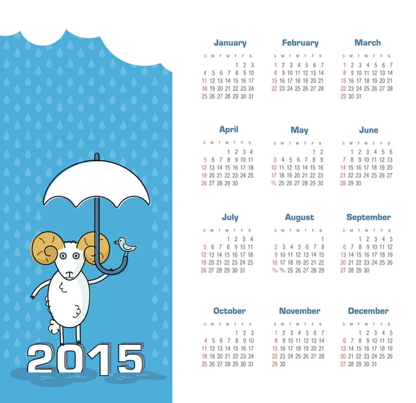 Kalenderjahr 2015 mit Schafen — Stockvektor