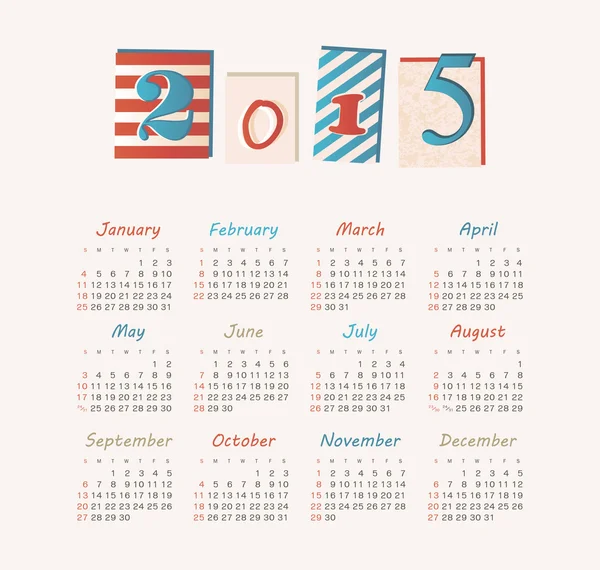 Kalender 2015 — Stockvektor