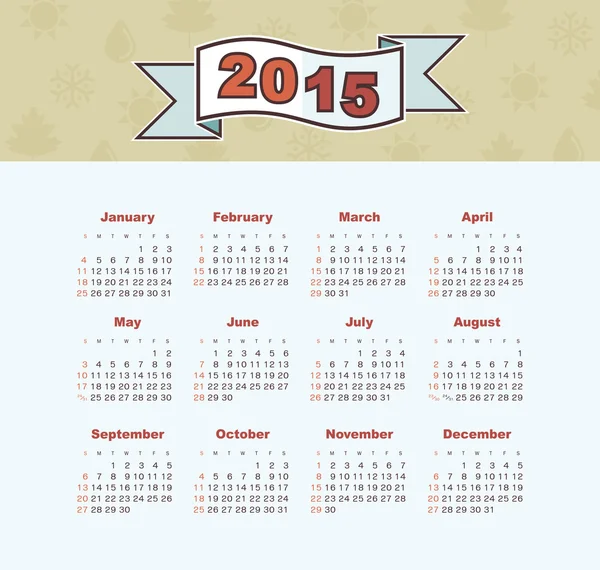 Calendario 2015 año — Archivo Imágenes Vectoriales