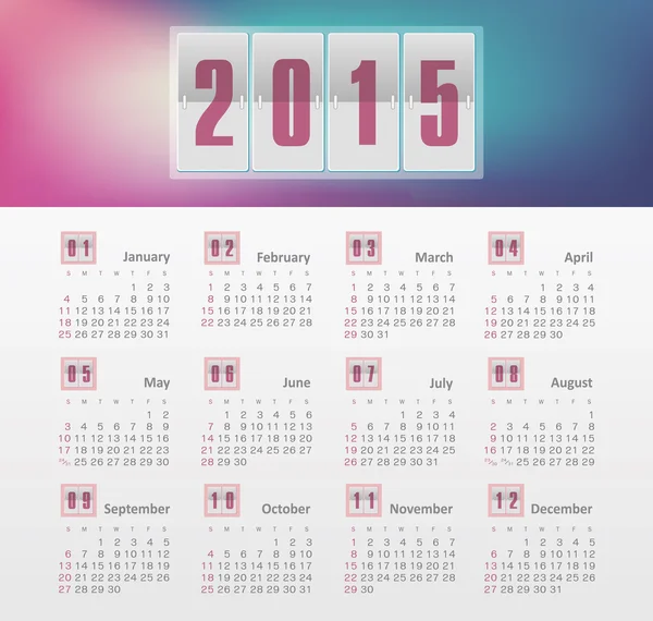 グラデーションと 2015 年のカレンダー — ストックベクタ