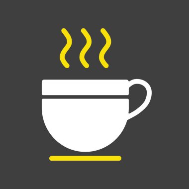 Buhar vektörü sembollü bir fincan kahve. Mutfak aletleri. Yemek pişirme web sitesi tasarımı, logo, uygulama, UI için grafik sembolü