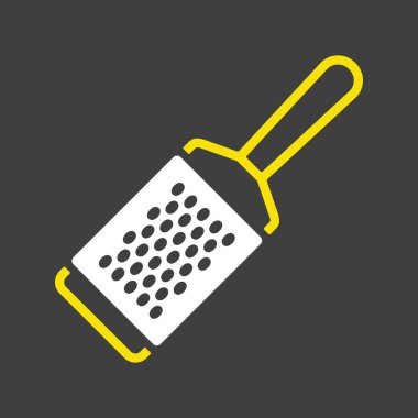 Peynir vektör sembolü için metal mutfak el rendesi. Mutfak aletleri. Yemek pişirme web sitesi tasarımı, logo, uygulama, UI için grafik sembolü