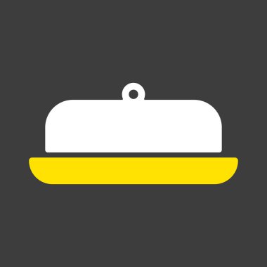 Tereyağı kabı kabartma sembolü. Mutfak aletleri. Yemek pişirme web sitesi tasarımı, logo, uygulama, UI için grafik sembolü