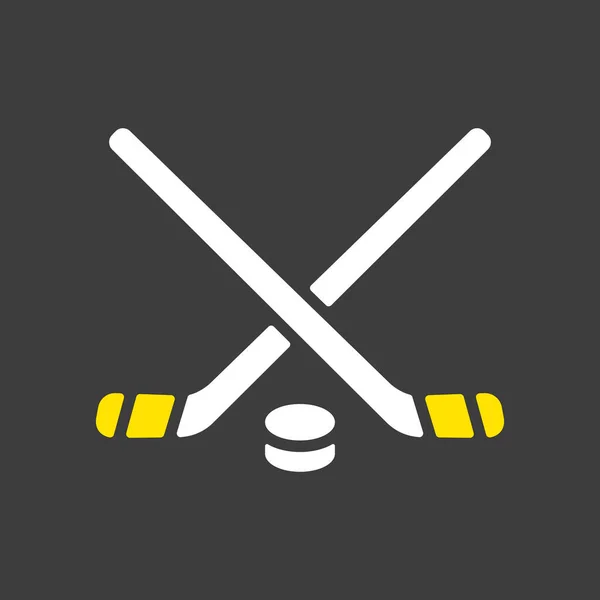 Хоккейные Клюшки Вектор Шайб Темном Фоне Зимний Знак Графический Символ — стоковый вектор