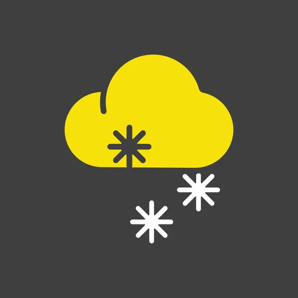 Nuvola Con Icona Glifo Vettore Neve Sfondo Scuro Segno Invernale — Vettoriale Stock