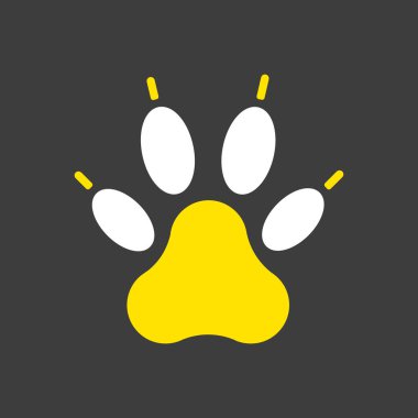 Koyu arkaplanda yırtıcı pençe vektör simgesi. Evcil hayvan işareti. Evcil hayvan ve veteriner web sitesi ve uygulama tasarımı, logo, uygulama, UI için grafik sembolü