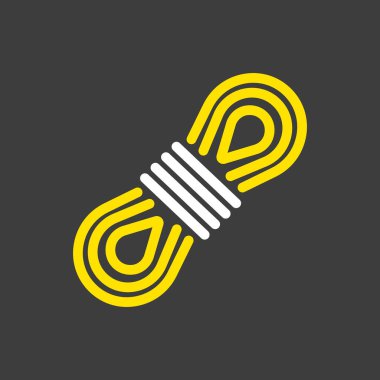 Karanlık arka planda ip vektör simgesi yürüyüşü. Kamp tabelası. Seyahat ve turizm web sitesi ve uygulama tasarımı, logo, uygulama, UI için grafik sembolü