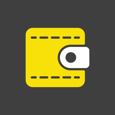 Cüzdan koyu arkaplanda izole edilmiş vektör simgesi. Web sitesi ve uygulama tasarımı için grafik sembolü, logo, uygulama, UI