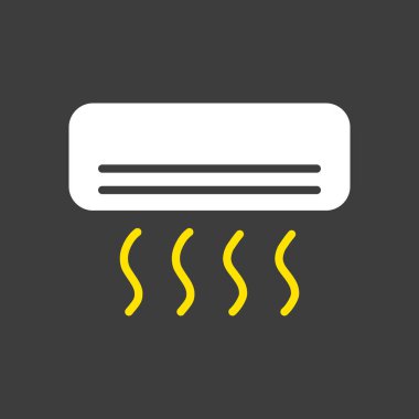 Klima bölme sistemi düz vektör sembolü koyu arkaplanda. Ev elektriği web sitesi ve uygulama tasarımı, logo, uygulama, UI için grafik sembolü