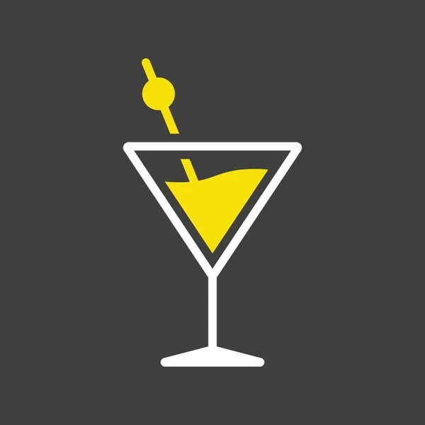 Cocktail Dricka Glas Glyf Ikon Vektor Mörk Bakgrund Diagram Symbol — Stock vektor