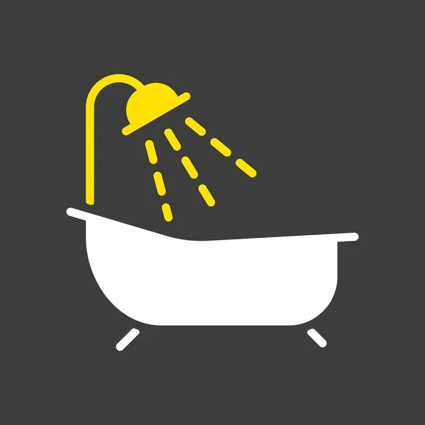 Bathroom Vector Glyph Icon Dark Background Bath Shower Sign Graph — Stock Vector