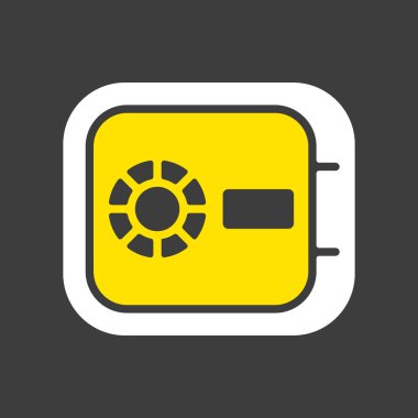 Oda güvenli düz vektör simgesinde koyu arkaplanda. Seyahat ve turizm web sitesi ve uygulama tasarımı, logo, uygulama, UI için grafik sembolü