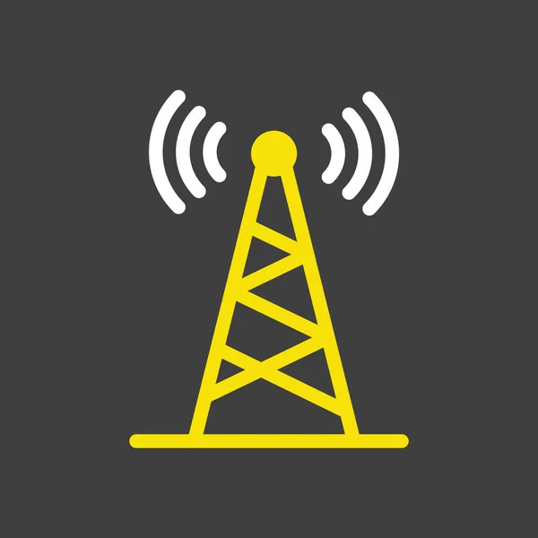 Ikona Wektora Anteny Komunikacyjnej Ciemnym Tle Znak Nawigacji Symbol Graficzny — Wektor stockowy