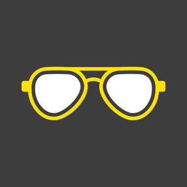 Koyu arkaplanda güneş gözlüğü düz vektör simgesi. Yaz tabelası. Seyahat ve turizm web sitesi ve uygulama tasarımı, logo, uygulama, UI için grafik sembolü
