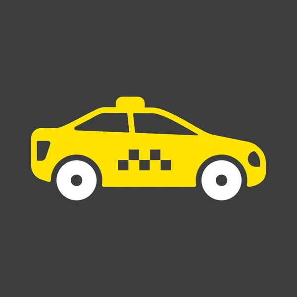 Taxi Auto Plochý Vektorový Glyf Ikona Tmavém Pozadí Grafický Symbol — Stockový vektor