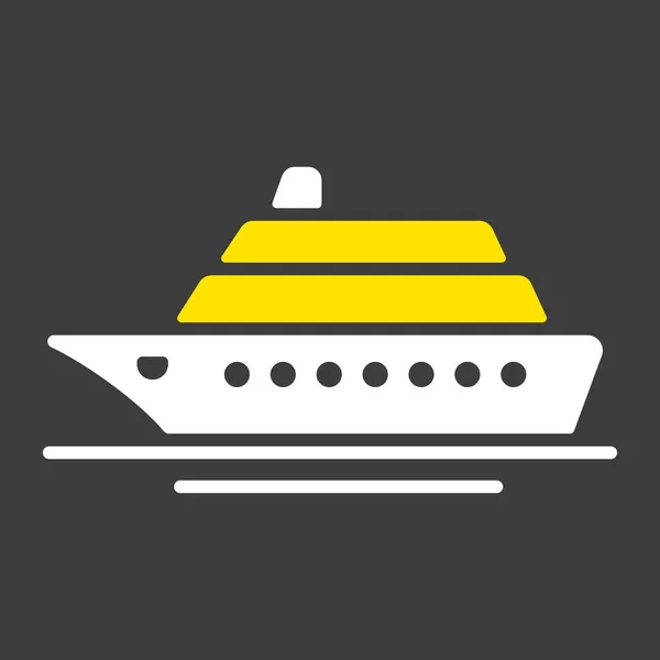 Cruise Liner Flat Vector Glyph Icon Dark Background Graph Symbol — Stock Vector