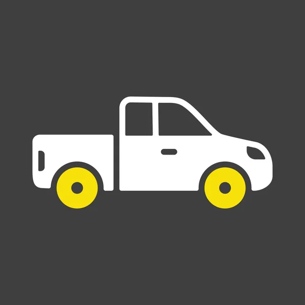 Pickup Car Flat Vector Glyph Icon Auf Dunklem Hintergrund Grafik — Stockvektor