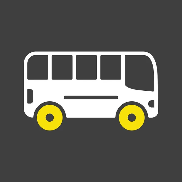Flaches Vektor Glyphen Symbol Für Stadtbusse Auf Dunklem Hintergrund Grafik — Stockvektor