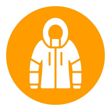 Kışlık Ceket vektör simgesi. Kış işareti. Seyahat ve turizm web sitesi ve uygulama tasarımı, logo, uygulama, UI için grafik sembolü