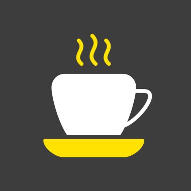 Kahve fincanı kabartma simgesi. İş tabelası. Web sitenizin tasarımı için grafik sembolü, logo, uygulama, UI. Vektör illüstrasyonu, EPS10.