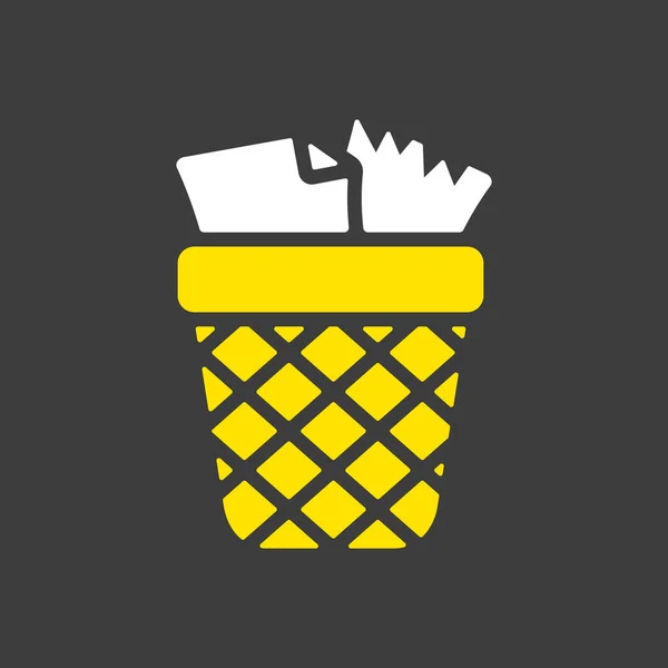 Wastebasket Outline Glyph Icon 스페이스 사이트 디자인을 그래프 입니다 Vector — 스톡 벡터