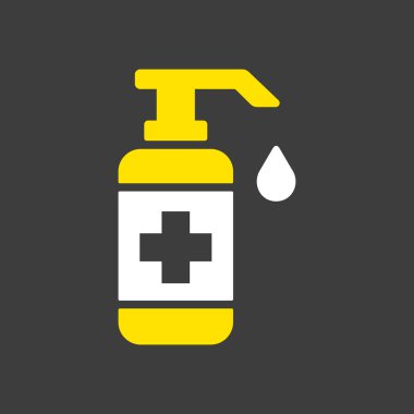 Dezenfekte edici sıvı sabun sembolü ile elini yıkıyorsun. Coronavirus. Tıbbi web sitesi ve uygulama tasarımı için grafik sembolü, logo, uygulama, UI