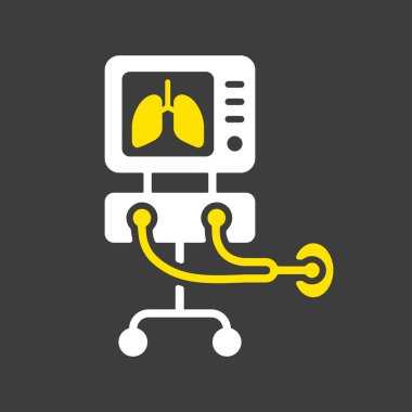 Yoğun bakım vantilatör vektör sembolü, akciğer havalandırması için tıbbi terapi. COVID-19 için yoğun bakım. Tıbbi işaret. Coronavirüs