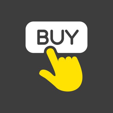 İşaret simgesi almak için parmak işareti. E-ticaret tabelası. Web sitenizin tasarımı için grafik sembolü, logo, uygulama, UI. Vektör illüstrasyonu, EPS10.