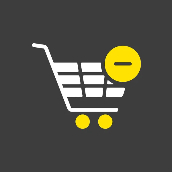 Icono Del Glifo Del Carrito Compras Con Menos Retirar Del — Vector de stock