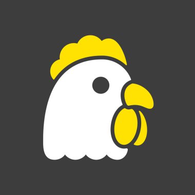 Tavuk kabartma simgesi. Hayvan kafası. Çiftlik işareti. Web sitenizin tasarımı için grafik sembolü, logo, uygulama, UI. Vektör illüstrasyonu