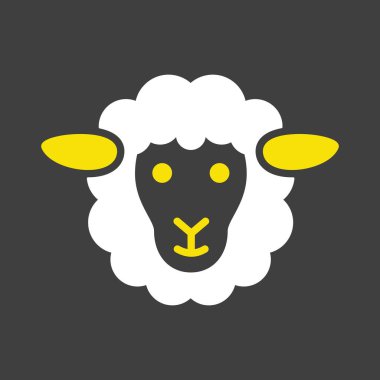 Koyun kabartma simgesi. Hayvan kafası. Çiftlik işareti. Web sitenizin tasarımı için grafik sembolü, logo, uygulama, UI. Vektör illüstrasyonu