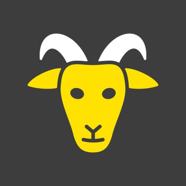 Keçi sembolü simgesi. Hayvan kafası. Çiftlik işareti. Web sitenizin tasarımı için grafik sembolü, logo, uygulama, UI. Vektör illüstrasyonu