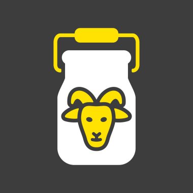 Süt kabı simgesi için kutu. Çiftlik hayvanı işareti. Web sitenizin tasarımı için grafik sembolü, logo, uygulama, UI. Vektör illüstrasyonu