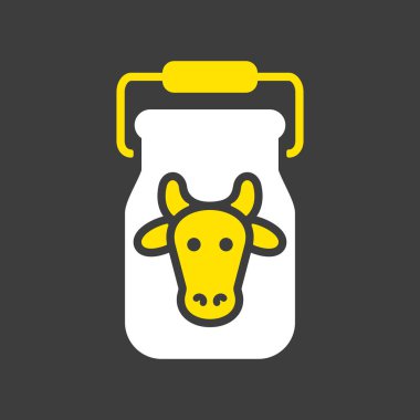 Süt kabı simgesi için kutu. Çiftlik hayvanı işareti. Web sitenizin tasarımı için grafik sembolü, logo, uygulama, UI. Vektör illüstrasyonu