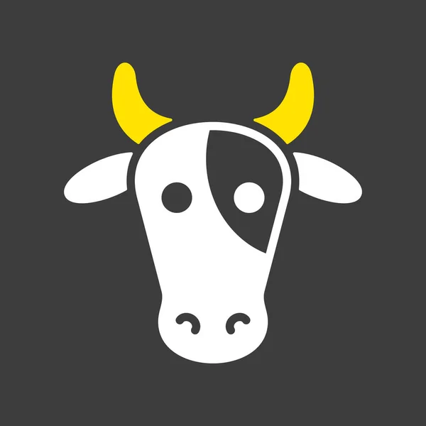 Ikona Glifu Krowiego Głowa Zwierzęcia Znak Gospodarstwa Symbol Graficzny Dla — Wektor stockowy