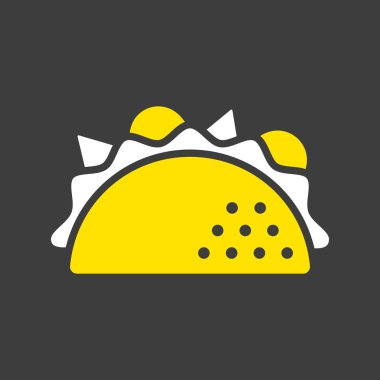 Siyah arka planda Taco vektör simgesi. Fast food burcu. Yemek pişirme web sitesi ve uygulama tasarımı, logo, uygulama, UI için grafik sembolü