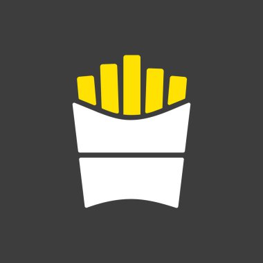 Koyu arkaplanda patates kızartması vektör simgesi. Fast food burcu. Yemek pişirme web sitesi ve uygulama tasarımı, logo, uygulama, UI için grafik sembolü