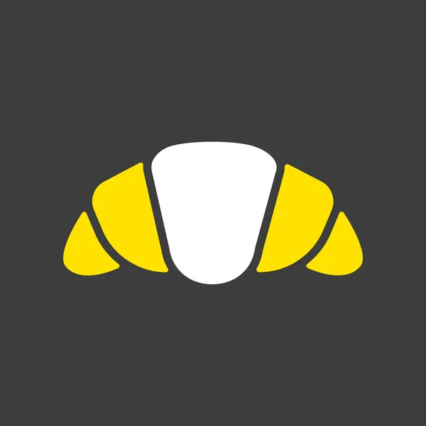 Ikona Wektora Croissanta Ciemnym Tle Znak Szybkiej Obsługi Symbol Graficzny — Wektor stockowy
