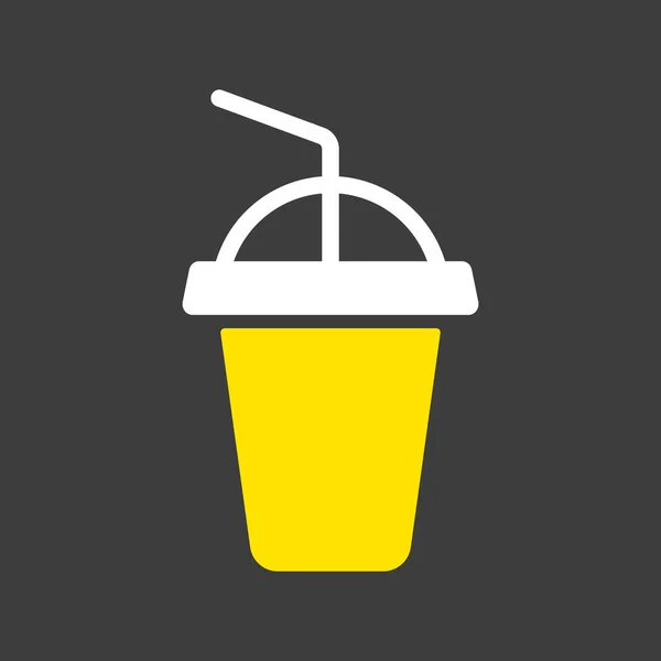 Soft Drink Vektor Glyph Symbol Auf Dunklem Hintergrund Fast Food — Stockvektor